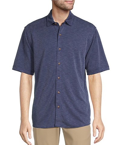Roundtree & Yorke Short Sleeve Solid Coatfront Shirt
