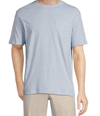 Roundtree & Yorke Short Sleeve Solid Heathered Pocket Crew T-Shirt