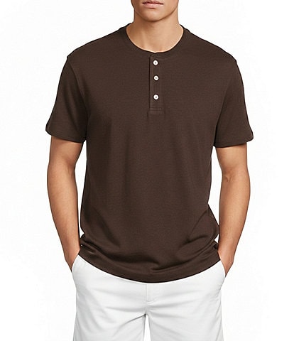 Roundtree & Yorke Solid Cloud Short Sleeve Henley Shirt