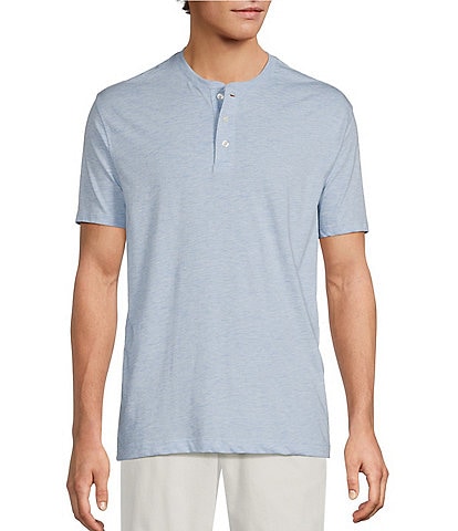 Roundtree & Yorke Solid Cloud Short Sleeve Henley Shirt