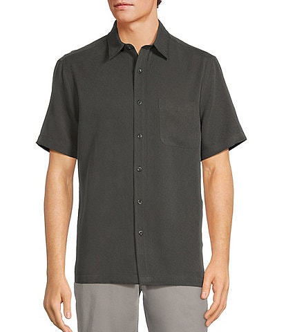Roundtree & Yorke Short Sleeve Solid Polynosic Jacquard Sport Shirt