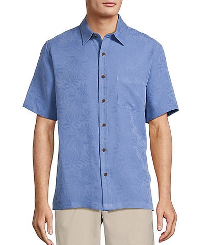 Roundtree & Yorke Short Sleeve Solid Polynosic Jacquard Sport Shirt