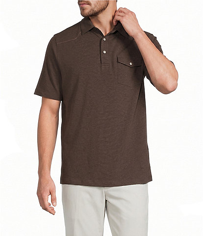 Roundtree & Yorke Short Sleeve Solid Western Polo