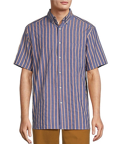 Roundtree & Yorke Short Sleeve Stripe Dobby Sport Shirt