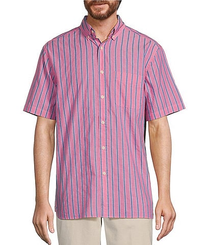 Roundtree & Yorke Short Sleeve Stripe Dobby Sport Shirt