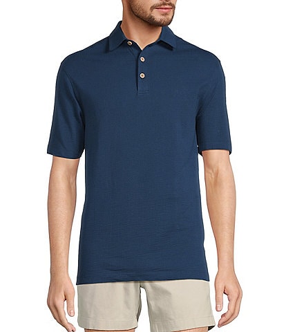 Roundtree & Yorke Short Sleeve Textured Solid Polo