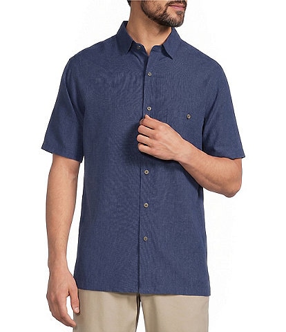 Roundtree & Yorke Short Sleeve Textured Solid Sport Shirt
