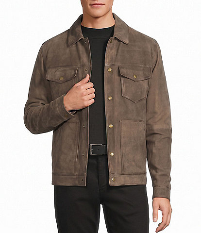 Roundtree & Yorke Snap Button Leather Jacket