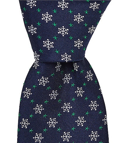 Roundtree & Yorke Snowflake Green Dot Silk Traditional Tie