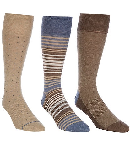 Roundtree & Yorke Striped And Dotted Crew Dress Socks 3-Pack