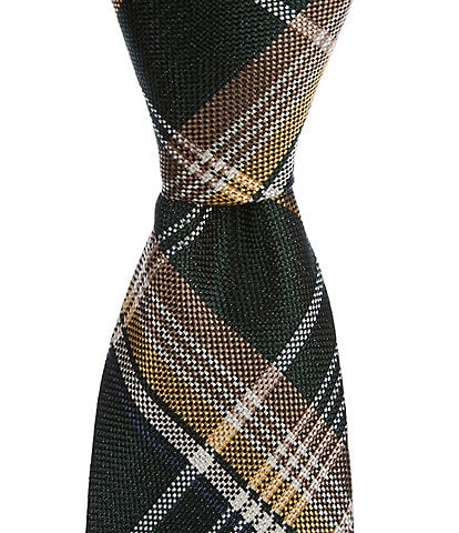 Roundtree & Yorke Textured Plaid 2 3/4" Silk Tie