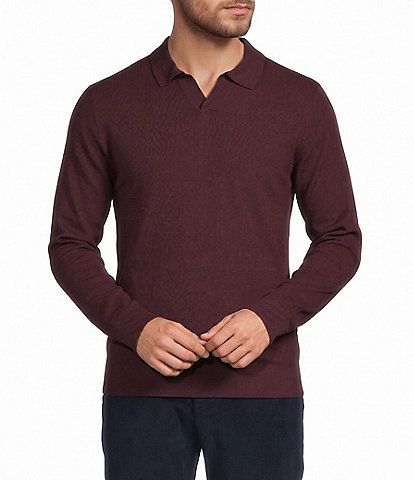 Roundtree & Yorke Textured Johnny Collar Sweater