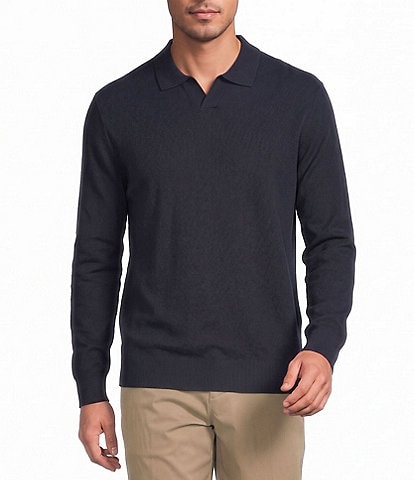 Roundtree & Yorke Textured Johnny Collar Sweater