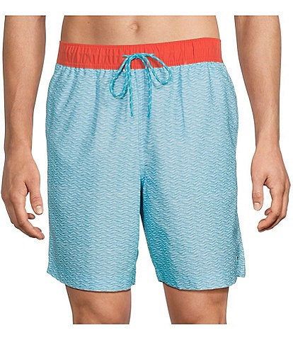 Roundtree & Yorke Textured Wave 8" Swim Trunks