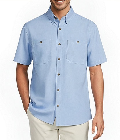 Roundtree & Yorke The Charter Vented Performance Button Down Collar Short Sleeve Solid Sport Shirt