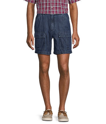 Roundtree & Yorke The Hiker Classic Fit 7#double; Denim Cargo Shorts