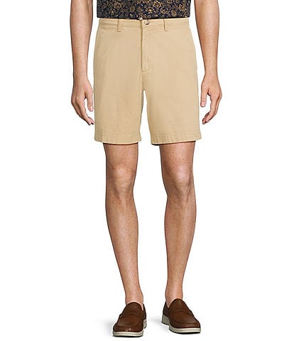 Roundtree & Yorke The Cloud Collection 8" Flat-Front Tech Pocket Washed Chino Shorts