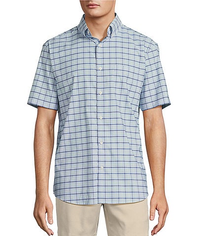 Roundtree & Yorke Big & Tall The Traveler Performance Short Sleeve Plaid Print Sport Shirt