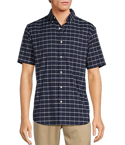 Roundtree & Yorke The Traveler Performance Short Sleeve Windowpane Sport Shirt