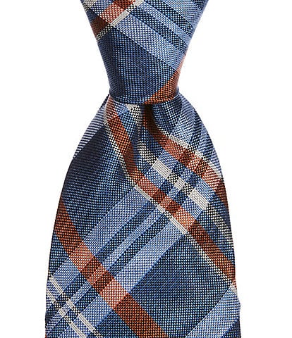 Roundtree & Yorke Traditional Plaid 3 1/8" Woven Silk Tie