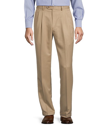 Roundtree & Yorke TravelSmart Classic Fit Non-Iron Ultimate Comfort Microfiber Pleated-Front Dress Pants