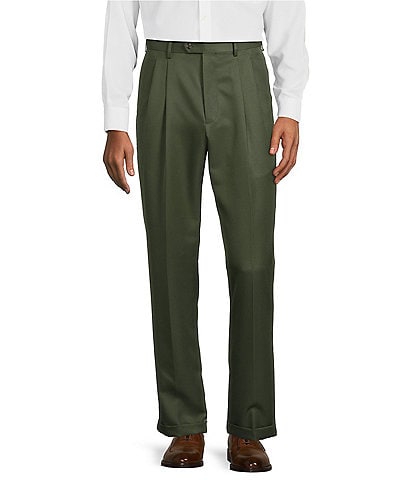 Roundtree & Yorke TravelSmart Classic Fit Non-Iron Ultimate Comfort Microfiber Pleated-Front Dress Pants
