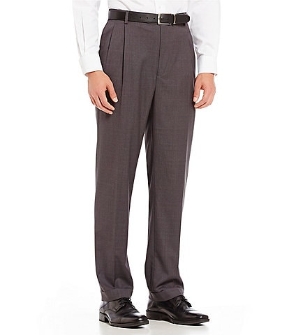 Roundtree & Yorke TravelSmart Luxury Gabardine Ultimate Comfort Classic Fit Non-Iron Pleated-Front Dress Pants