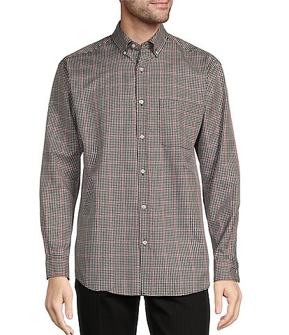 Roundtree & Yorke TravelSmart Classic Fit Easy Care Twill Large Windowpane Plaid Sport Shirt