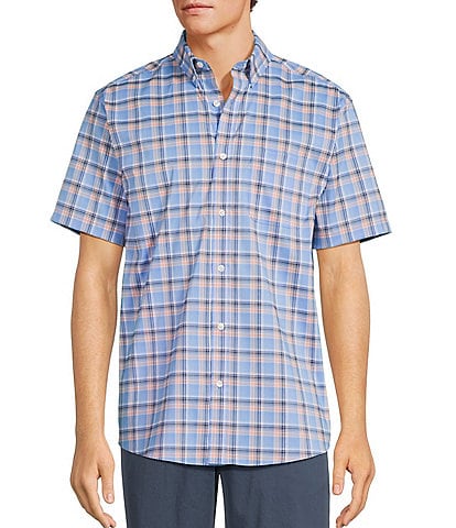 Roundtree & Yorke TravelSmart Easy Care Short Sleeve Large Plaid Sport Shirt