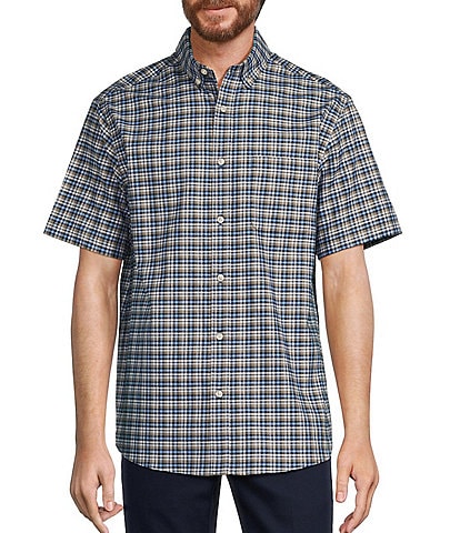 Roundtree & Yorke TravelSmart Easy Care Short Sleeve Medium Plaid Sport Shirt