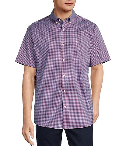 Roundtree & Yorke TravelSmart Easy Care Short Sleeve Mini Check Sport Shirt