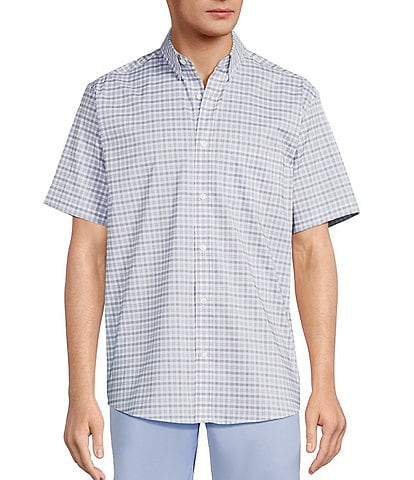 Roundtree & Yorke TravelSmart Easy Care Short Sleeve Small Plaid Sport Shirt