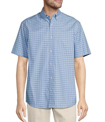 Roundtree & Yorke TravelSmart Easy Care Short Sleeve Thin Plaid Sport Shirt