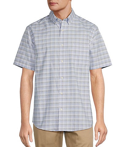 Roundtree & Yorke TravelSmart Easy Care Short Sleeve Twill Check Small Print Shirt