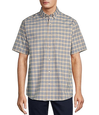 Roundtree & Yorke TravelSmart Easy Care Short Sleeve Windowpane Sport Shirt