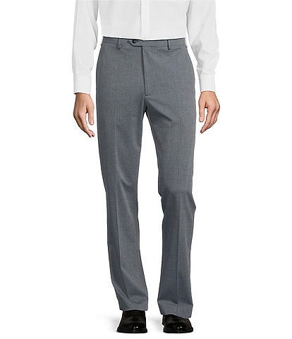 Roundtree & Yorke TravelSmart Flat Front Classic Fit Full Length Textured Solid Dress Pants