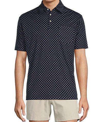 Roundtree & Yorke TravelSmart Short Sleeve Geo Printed Polo Shirt