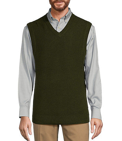 Roundtree & Yorke V-Neck Sleeveless Solid Sweater Vest