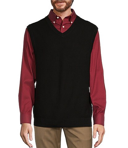 Roundtree & Yorke V-Neck Sleeveless Sweater Solid Vest