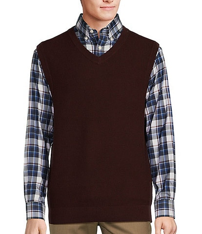 Roundtree & Yorke V-Neck Sleeveless Sweater Solid Vest