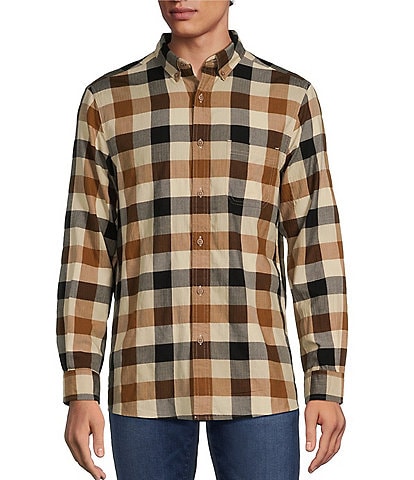 Rowm Big & Tall Long Sleeve Herringbone Buffalo Plaid Woven Shirt