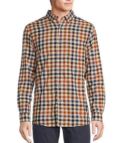 Rowm Big & Tall Long Sleeve Herringbone Small Plaid Woven Shirt