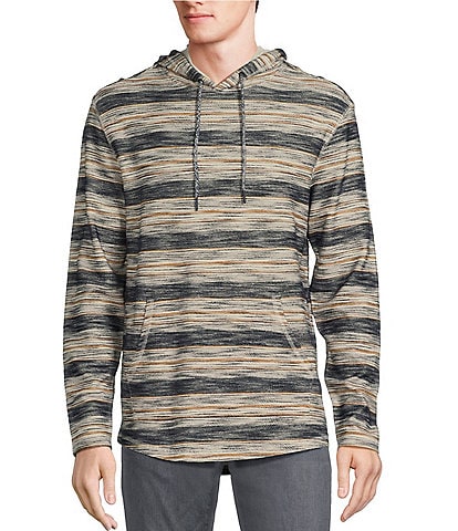 Rowm Big & Tall Long Sleeve Textured Stripe Hoodie