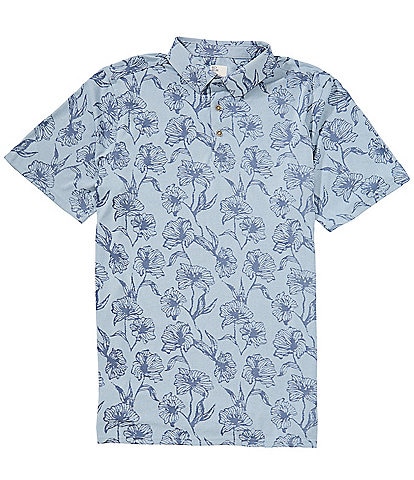 Rowm Big & Tall Rec & Relax Short Sleeve Floral Jacquard Polo Shirt