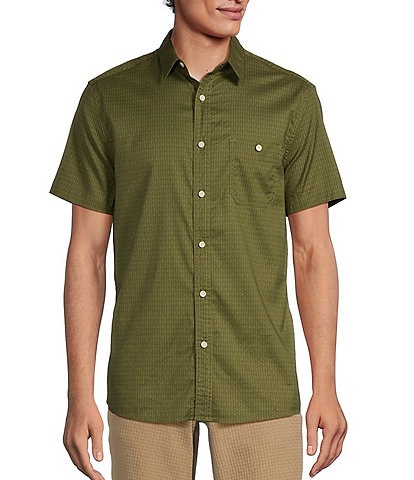 Rowm Big & Tall Short Sleeve Geometric Leaf Print Shirt