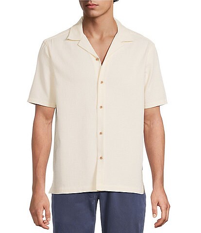 Rowm Big & Tall Short Sleeve Solid Textured Camp Shirt