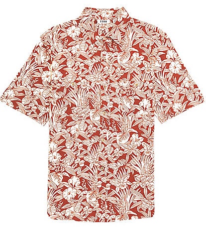 Rowm Big & Tall Short Sleeve The Weekender Tropical Print Sport Shirt