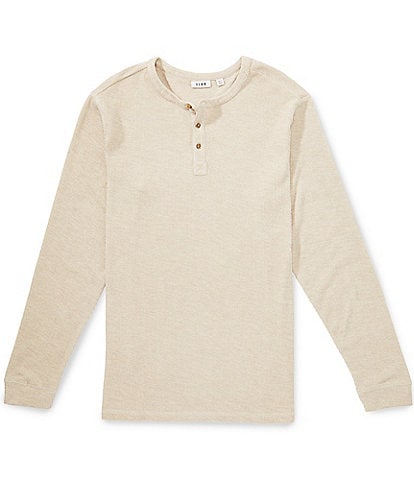 Rowm Big & Tall Solid Ribbed Long Sleeve Henley T-Shirt
