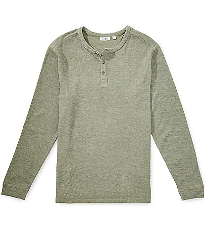 Rowm Big & Tall Solid Ribbed Long Sleeve Henley T-Shirt