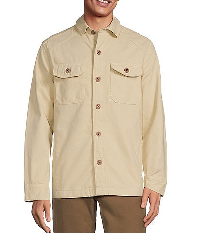 Rowm Big & Tall The Rambler Long Sleeve Garment Dyed Canvas Solid Shirt Jacket